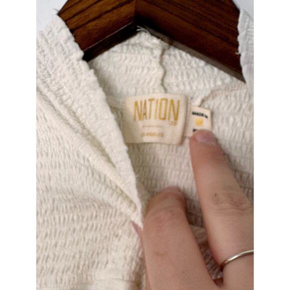 Nation LTD Size M Tabitha Smocked Turtleneck Top with Cuffed Sleeves in Cream - Picture 3 of 5